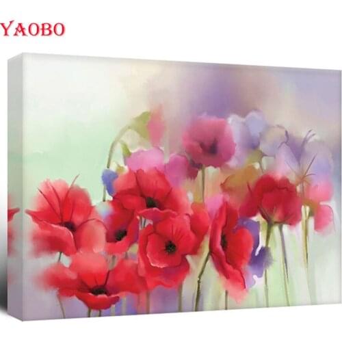 Full Square/Round Drill 5D DIY Diamond Painting Red poppies Embroidery Cross Stitch Flowers Pictures Mosaic 5D Home Decor