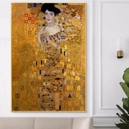 Portrait Of Adele Bloch By Gustav Klimt Oil Paintings Print On Canvas Art Posters And Prints Famous Wall Art Pictures Cuadros