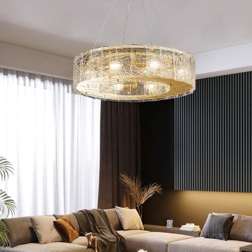 Postmodern light luxury crystal ceiling lamp round living room bedroom dining room model room ceiling lamp
