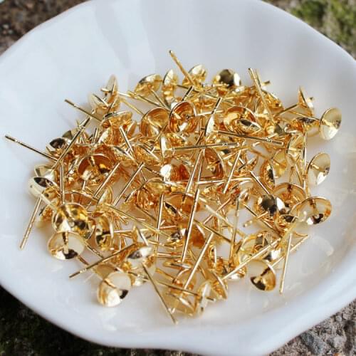 14K bag gold support bead plate ear needle handmade diy accessories bowl needle pearl ear support material