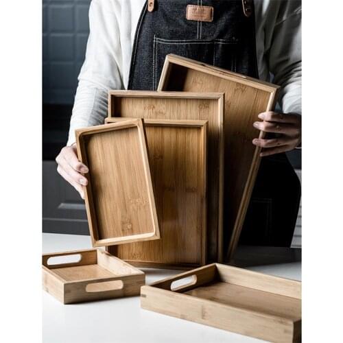 Rectangular Wooden Serving Tray Breakfast Food Dinner Dessert Snack Tea Tray Plate Family Kitchen Accessories Organizer