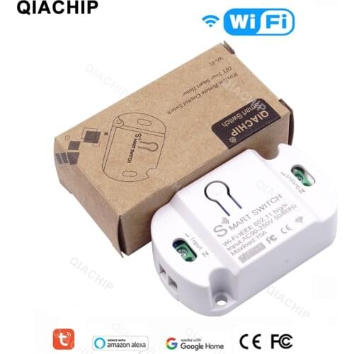 Wifi Receiver Remote Control Switch 1 Relay 110V 220V Smart Home Tuya App Timer Module work Mobile Phone control QIACHIP 433MHz