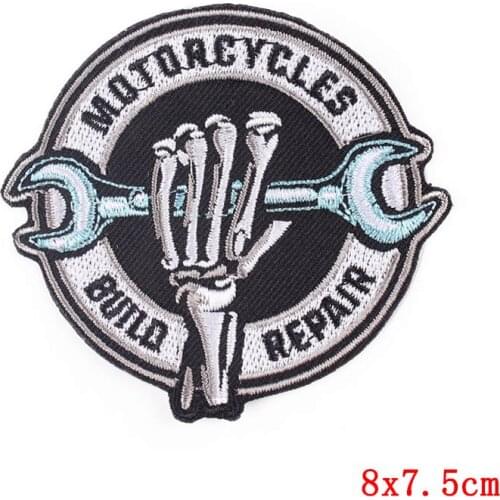 DIY Hook Loop Patch Embroidered Patches For Clothing UFO Rock Punk Skull Jeans Garment Badges Stripes Iron on Patches On Clothes