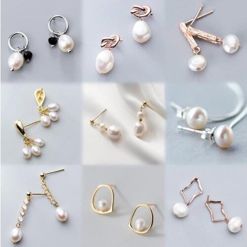 PONYKISS Office S925 Sterling Silver Irregular Natural Pearl Stud Earrings Women Party Delicate Jewelry Minimlist Accessories