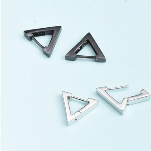 Fashion Gothic Triangle Earrings Unisex Punk Rock Men Women Piercing Jewelry Geometric Creative Silvery Clip Earrings For Party