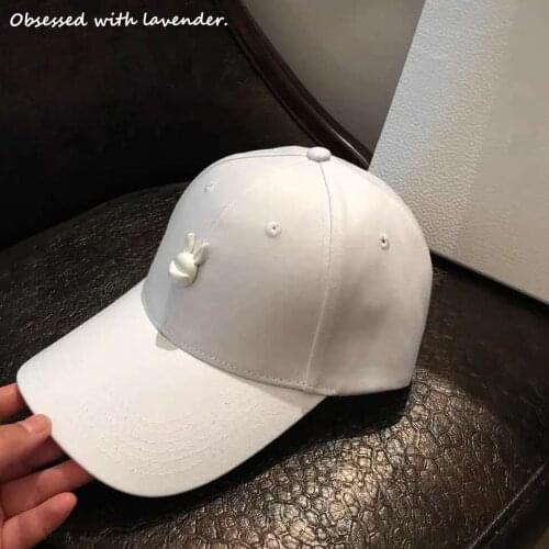Obsessed with lavender.Hat female Korean version of white baseball hat fashion Joker Korean version of cotton couple hat spring