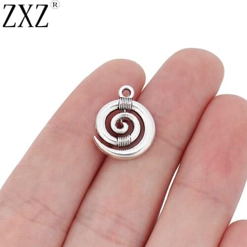 ZXZ 20pcs Tibetan Silver Spiral Swirl Charms Pendants Beads for Jewelry Making Findings 19x15mm