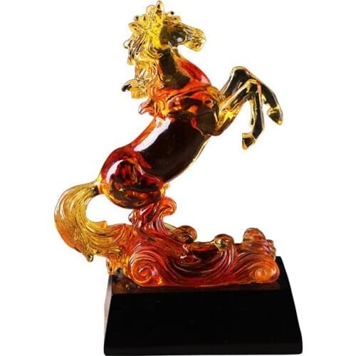 Crystal Horse Figurines Statue Resin Horse Success Animal Sculpture Paperweight Table Ornament Kids Birthday Gifts Home Decor