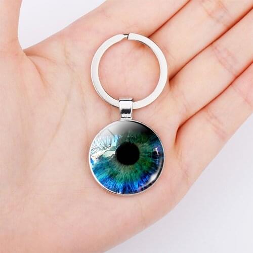 Steampunk Anatomy Eye Keychain Jewelry Art Pendant Realistic Human Eye Glass Dome Pendant Keychain Gift