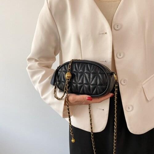 Womens Chain Crossbody Bags Luxury Designer PU Female Handbags Fashion Solid Color Purse