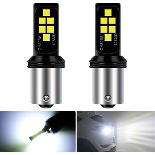 2x 1156 BA15S 1157 BAU15S 7444 T20 W21/5W LED Light For Lada Kalina Granta Vesta DRL LED Bulbs White red orange 3030 12SMD