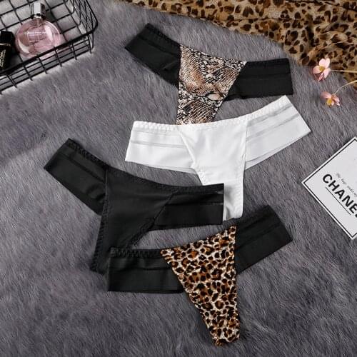 SP&CITY Mesh Hollow Out Lace Panties For Women Sexy Leopard Transparent Underwear Sex Thong Crotch Cotton Seamless Briefs Tanga