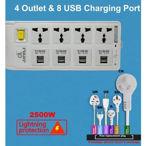 Power strip eu Portable Charger Socket 8 USB(5V/2100mA) with 3Meter / 10Ft