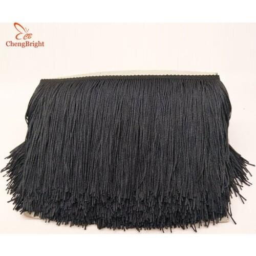 CHENGBRIGHT New 10Meters 50cm Wide Black Lace Fringe Trim Tassel Fringe Trimming For DIY Latin Dress Stage Clothes Accessories