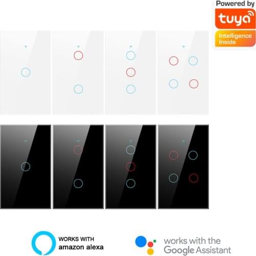 Tuya WiFi Smart Light Switch with Luxuray Glass Panel Touch Sensor Smart Wall Switch Voice Work with Alexa Google Home Wholesale