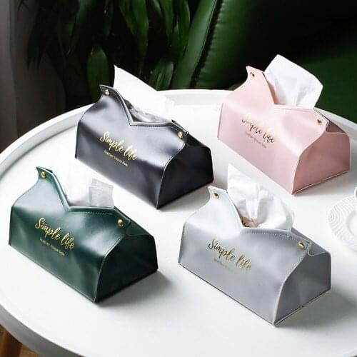 Kitchen Tissue Bag V Mouth PU Leather Household Vehicle Paper Towel Box Table Napkin Case Cosmetic Tools Organizer Bags