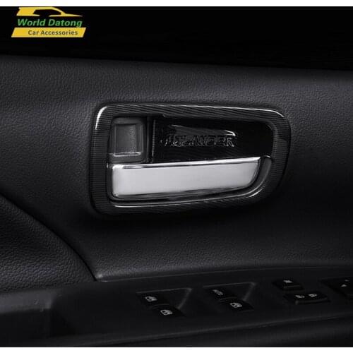 Carbon Fiber Drawing Interior Door Handle bowl ABS cover For Mitsubishi Outlander 2013-2019 Car-Styling Accessories