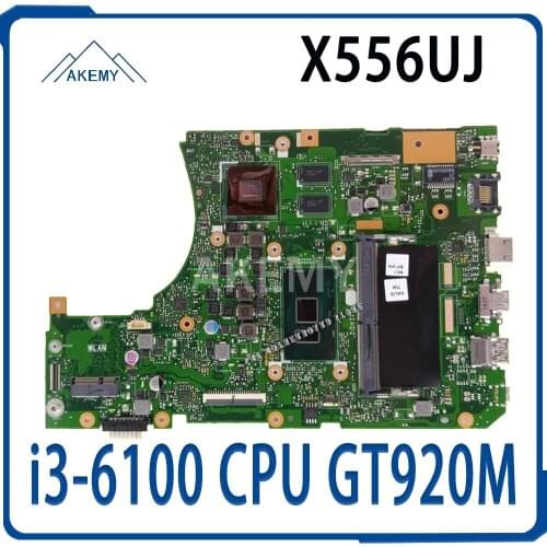 X556UJ i3-6100 CPU GT920M 2GB N16V-GM-B1 4GB RAM Mainboard REV 2.0 For Asus X556UJ X556UV Laptop Motherboard