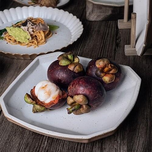 Japanese Retro Ceramic Western Steak Ramen Plate Household Oval Fruit Dessert Sushi Plate Stoneware Tableware Kitchen Supplies