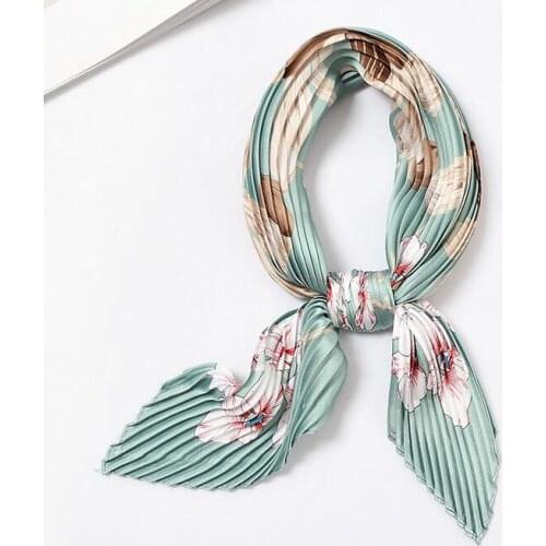 Yishine Florals Flowers Square Crinkle Silk Satin Fashion Scarf Women Crumple Neckwear Handkerchief New 55*55cm