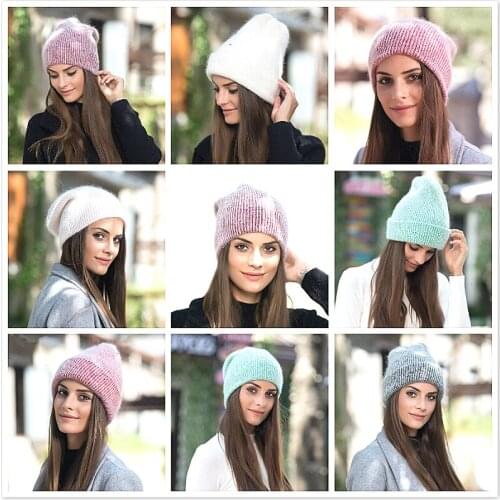 1piece Fashion Candy Colors Winter Hat Women Knitted Hat Warm Soft Trendy Hat Kpop Style Wool Beanie Elegant Match Hat