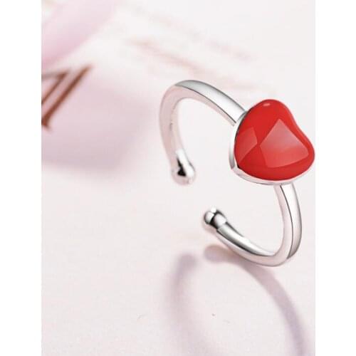 New Hot Red Heart Rings For Women Jewelry Statement Elegant Party Gift Rings Bague Femme Bohemian SAR7