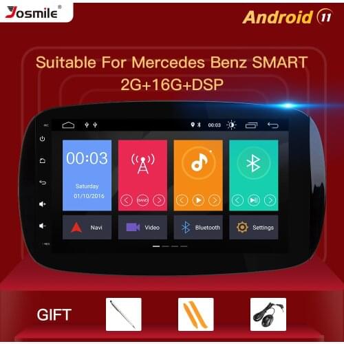 1 din Android 11 Car Multimedia Player For Mercedes Smart Fortwo 2015 2016 2017 Radio GPS Navigation Stereo Audio Head Unit DSP