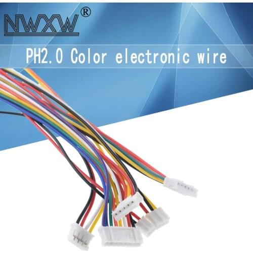 10pcs/lot PH2.0mm color electronic wire PH2.0-2P/3P/4P/5P/6P/7P/8P/9P/10P/11P/12P 20CM terminal line single-ended tin plated
