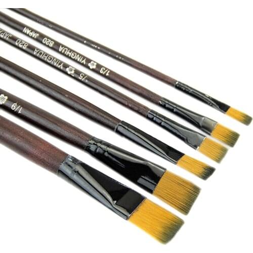 6Pcs/Set Nylon Hair Acrylics Art Paint Brush Set Gouache Watercolor Oil Painting Brush Set Different Size