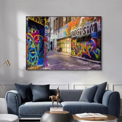 Abstract Street Graffiti Art Canvas Painting Modern Landscape Art Posters and Prints Wall Art Picture for Living Room Home Decor