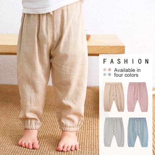 Childrens Cotton And Linen Trousers Spring And Summer Thin Boys And Girls Linen Pant Baby Harem Pants WT620