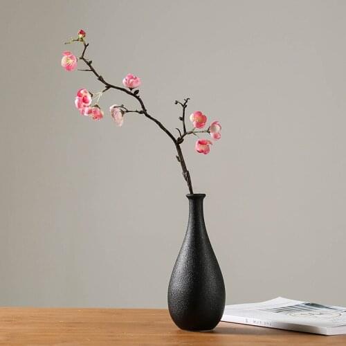 Black Ceramic Vase Artificial Flower Home Decoration Crafts Decorative Dried Flower Vase Figurines & Miniatures Decorative Vase