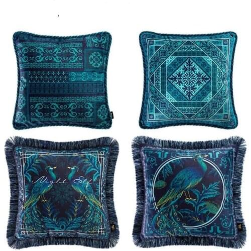 Peacock Throw Pillow Covers Cases Square Decorative Cushion Covers for Sofa Couch Bed Home Decoration, 18 x 18 Green 45x45cm
