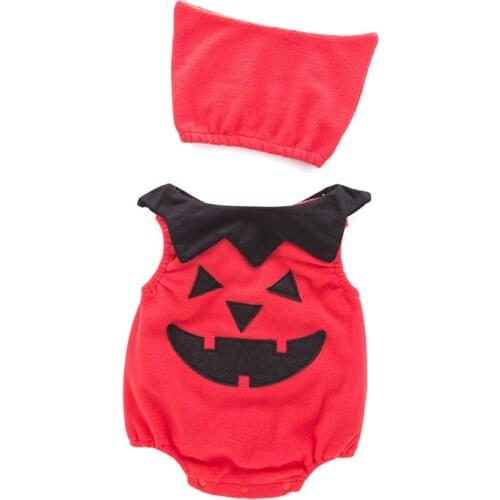 Baby Girls Boys kids Cosplay Halloween Baby Kid Pumpkin Smiley face Suit Top romper+hat Clothes Costumes
