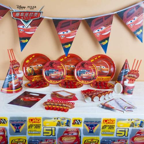 Disney Cars Theme Plastic Tablecover Lightning McQueen Paper Cup Plate Baby Shower Kid Birthday Family Party Decoration Supply