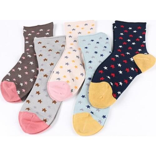 DONG AI 1 Pairs Spun Silk Socks Star Funny Sock Japanese Creative Stars Socks Women Comfortable Cute Novelty Femme Sokken Meias