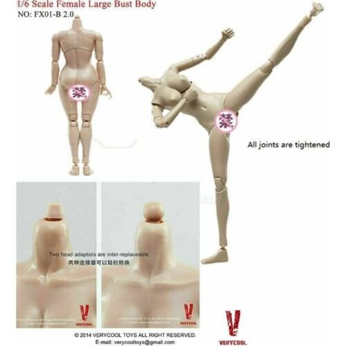 1:6 scale VERYCOOL Suntan Skin Large Breast Body FX01B 12'' Female Action Figure Toy Model In stock