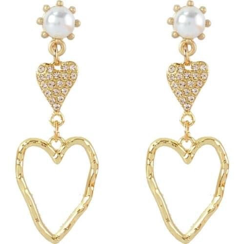 HaHaGirl Retro Metal Heart hollow Drop Earrings For Women Simple Gold Color Dangle Earring Trendy Jewelry Earrings Party Gift