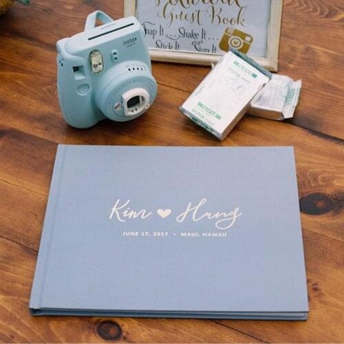 Personalised Mountain Wedding Guest Book, Navy and Gold Guest Book, Instant Photo Guest Book,cutom Color Choices Available