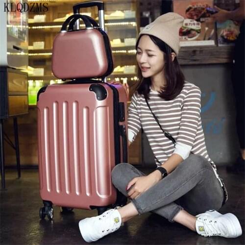 KLQDZMS 20/22/24/26/28inch girls travel suitcase on wheels women fashion rolling luggage sets ABS＋PC trolley bags
