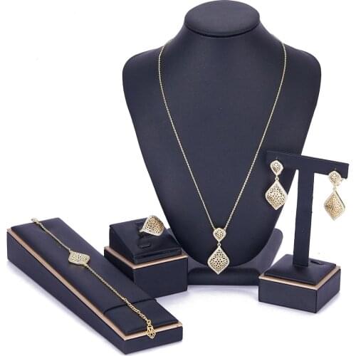 Traditional jewelry set necklace earrings Ring for women traditional brida jewelry set Morocco gold color jewelry set