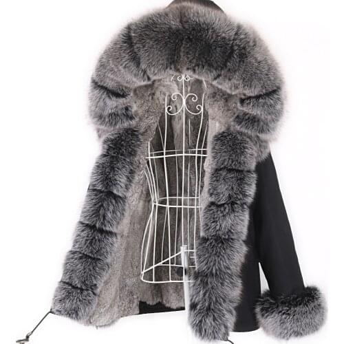 Waterproof Short Parka Winter Jacket Women Real Fur Coat 2020 NewNatural Fox Fur Collar Hood Warm Streetwear Plus Size