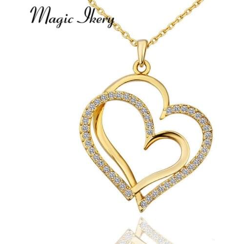 Magic Ikery Wholesales Fashion Jewelry Gold Color Rhinestone Crystal Vintage Heart necklaces 2017 women for women MKZ1228