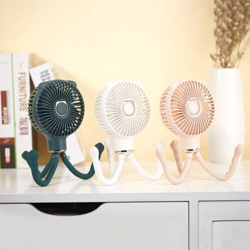 Mini Stroller Fan Personal Portable Desk Handheld Baby Bed Car Seat Fan USB Rechargeable Operated Fan for Office 360 rotation
