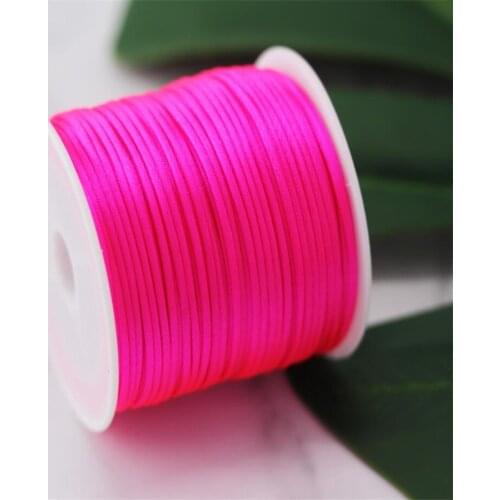 1MM Neon Pink Nylon Chinese Satin Silk Knot Cord Rattail Thread Necklace Macrame String Jewelry Findings Beading Rope #F106