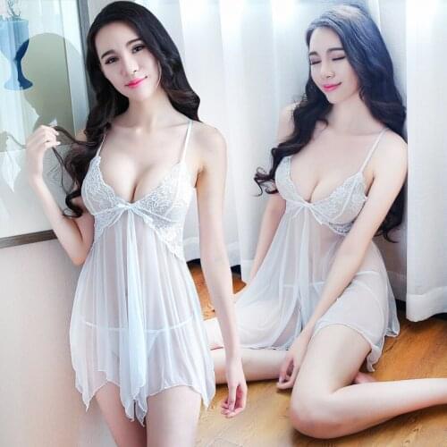 New Sexy Backless Lingerie Womens Lace Transparent Sleepwear Pajamas Sex Hot Erotic Nightdress Underwear