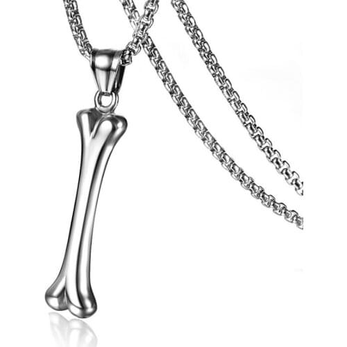 Stainless Steel Dog Bone Pet Pendant Necklace Jewelry Gift For Him with Chain