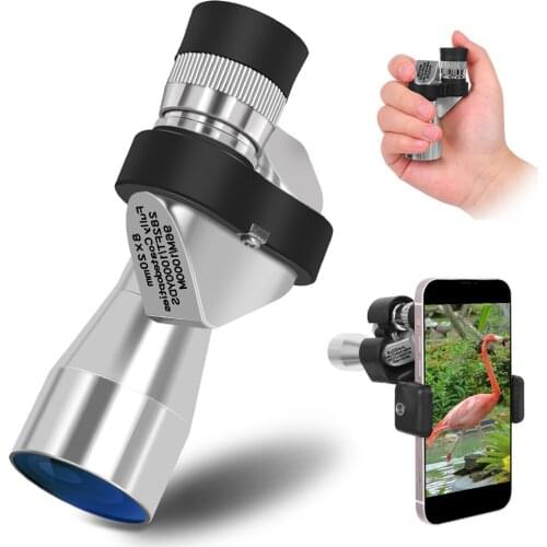 8X20 Mini Portable Monocular Telescope Adjustable Pocket Telescope for Adults and Kids HD Binoculars for Smartphone Outdoor