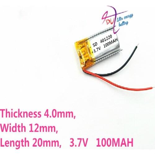 A product factory direct 3.7V lithium polymer battery built-in rechargeable battery 401220 100mah 401221 Bluetooth Headset