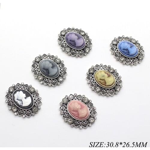 5pcs/lot 30.8*26.5MM Oval Flower Flatback Sewing Buttons for Clothing Rhinestone Button for Wedding Hair Accessories Decorative